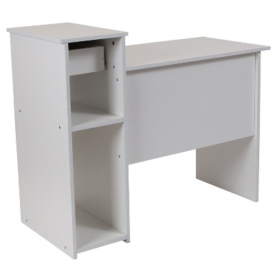 White Wood Computer Desk with Drawer and Keyboard Tray