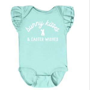 The Juniper Shop Bunny Kisses Easter Wishes Bunny Flutter Sleeve Bodysuit - 1 of 4