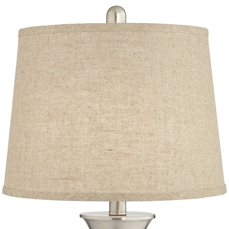 360 Lighting Seymore Modern Table Lamps 26" High Set of 2 with USB Port Silver LED Touch On Off Burlap Linen Drum Shade for Bedroom Living Room Desk, 5 of 9