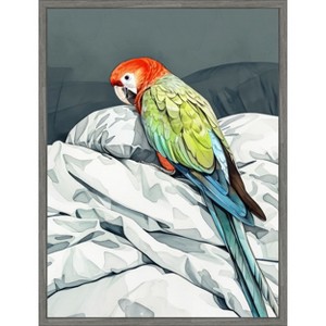 Amanti Art Animal Watercolor Art Bird Sleeping Parrot by Justyna Jaszke Framed Canvas Wall Art - 1 of 4