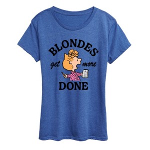 Women's - Peanuts - Blondes Get More Done Short Sleeve Graphic T-Shirt - 1 of 4