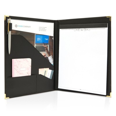 Juvale Leather Resume Portfolio Folder with 8.5 x 11 in Paper Notepad, Black, 25 Sheets