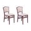 MECO Stakmore French Premium Solid Wood Dining Table Folding Chair Set with Fabric Padded Upholstered Seat, 4 Pack, Cherry Frame and Blush Fabric - 2 of 4