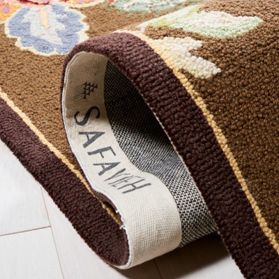 Chelsea Brown Hand-Knotted Floral Wool Area Rug