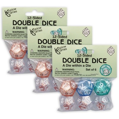 Koplow Games 12-Sided Double Dice Set, 6 Per Pack, 3 Packs