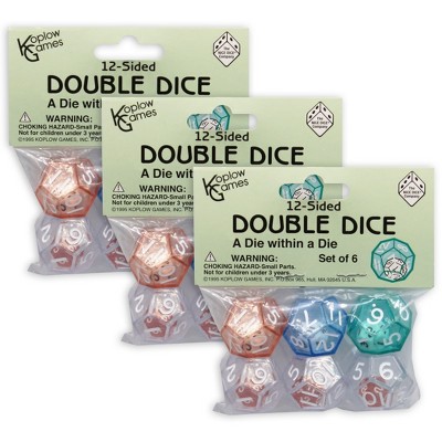 Koplow Games Blank Dice Set with Stickers, 12 per Pack, 6 Packs