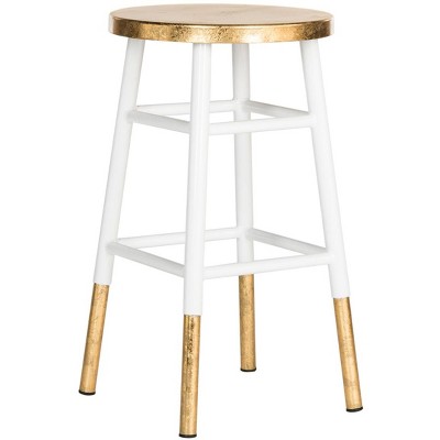 White and Gold Iron Backless Counter Stool