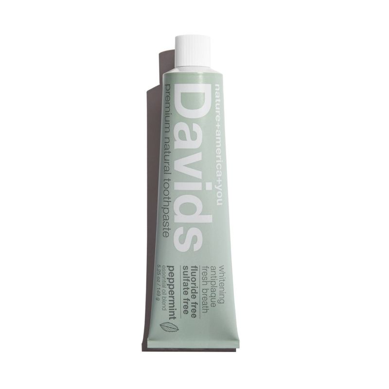 Davids Antiplaque &#38; Whitening Fluoride-Free Premium Natural Toothpaste - Peppermint - 5.25oz, 3 of 15
