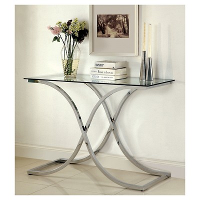 ioHomes Contemporary Metal Glass Top Sofa Table Chrome : Target