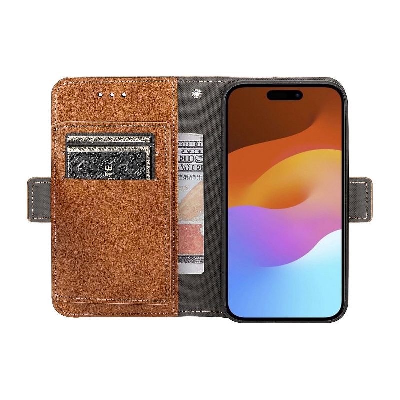 SaharaCase Folio Wallet MagSafe Phone Case for iPhone 15 Pro Shock Absorbing Brown (CP00468), 5 of 9