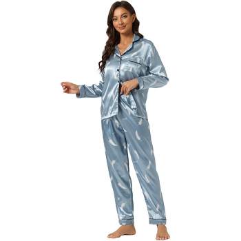 Cheibear Men Striped Satin Button Down Short Sleeve Long Pants Pajama Set :  Target