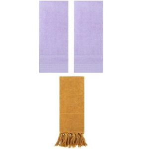 REGALWOVEN 3 Packs Striped and Tassels Bathroom Hand Towel 14" x 30" - 1 of 4