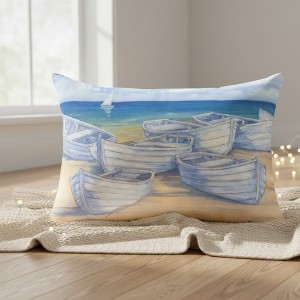 18x13 inch Pillow – Blanco Beach Boat Coastal Home Accent by Manual Woodworkers and Weavers - 1 of 3