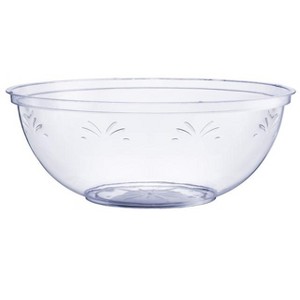 Crown Display 4 Pack Clear Disposable Round Salad Bowls Serving Bowl with Leaf indentation - 1 of 4