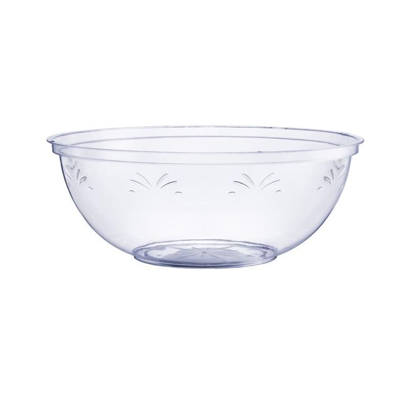 Crown Display 4 Pack Clear Disposable Round Salad Bowls Serving Bowl with Leaf indentation, 1 of 9