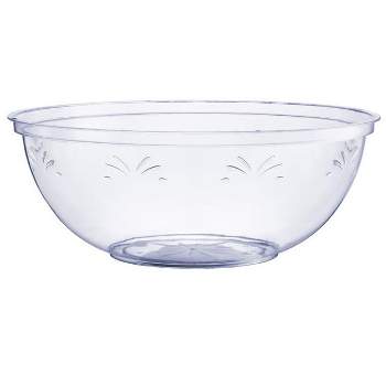 Crown Display 4 Pack Clear Disposable Round Salad Bowls Serving Bowl with Leaf indentation