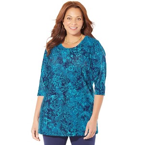 Catherines Women's Plus Size Easy Fit 3/4-Sleeve Scoopneck Tunic - 1 of 4