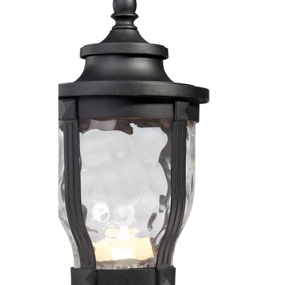 Merrimack Black LED Outdoor Post Light with Clear Hammered Glass