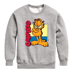 Boys' - Garfield - Garf Pixel Square Graphic Long Sleeve Fleece Sweatshirt - 1 of 4
