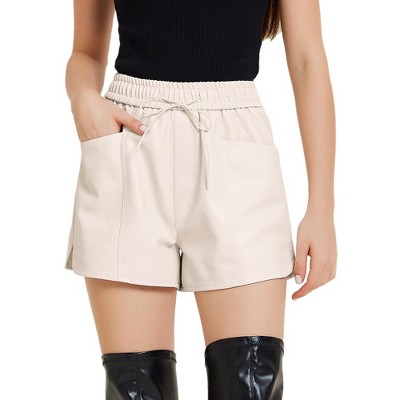 Allegra K Women's Faux Leather High Waisted PU Shorts