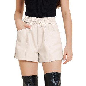 Allegra K Women's Faux Leather High Waisted PU Shorts - 1 of 4