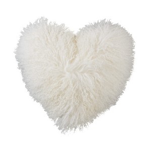 Saro Lifestyle Lush and Luxe Heart-Shaped Mongolian Lamb Fur Poly Filled Throw Pillow - 1 of 3