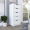 5-Drawer Narrow White Dresser Chest Bedroom Storage Cabinet - 2 of 4