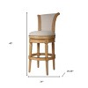 HomeRoots 30" Beige and Natural Fabric and Solid Wood Bar Height Swivel Bar Chair - 3 of 4