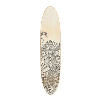Storied Home Lacquered Wood Surfboard Wall Decor with Hangs Vertical or Horizontal