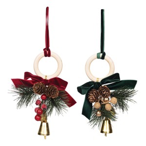 Gallerie II Gold Bell Pinecones and Ribbon Ornament Assortments of 2 - 1 of 3