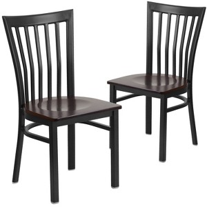 Emma and Oliver 2 Pack School House Back Metal Restaurant Chair - 1 of 4