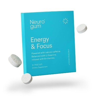 NeuroGum Energy and Focus Dietary Supplements - Peppermint - 9ct