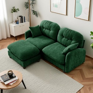 74" Chenille L-Shaped Modular Sectional Sofa with Ottoman - 1 of 4
