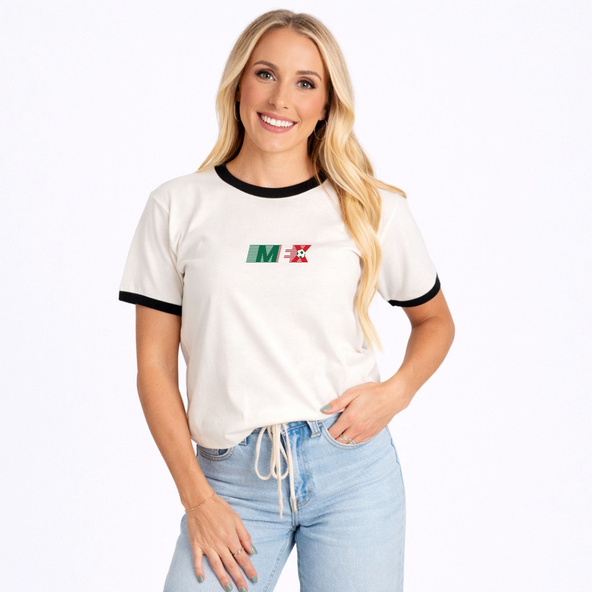 Mexico Soccer Lines - Women's Ringer Graphic T-Shirt