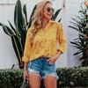 Anna-Kaci Women's Floral Long Sleeves Semi Sheer Turndown Collar Button Down Blouse Shirt- Large ,Yellow - 4 of 4