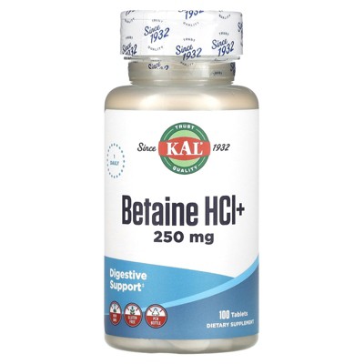 KAL Betaine HCl+, 250 mg, 100 Tablets