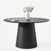 PexFix 46" Round Dining Table for 6 People Modern Pedestal Table with Fluted Cone Base & Wood MDF Top for Small Space Kitchen Dining Room Cafe Black - 3 of 4