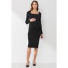 Hello Miz Women's Square Neck Tie Waist Long Sleeve Maternity Dress - 4 of 4