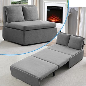 Mjkone Full/Queen Size Sofa Bed, 2 in 1 Convertible Linen Loveseat Sleeper Sofa Couch with Cushions - 1 of 4