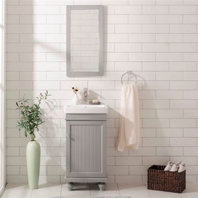 Gray Freestanding Vanity with White Ceramic Sink