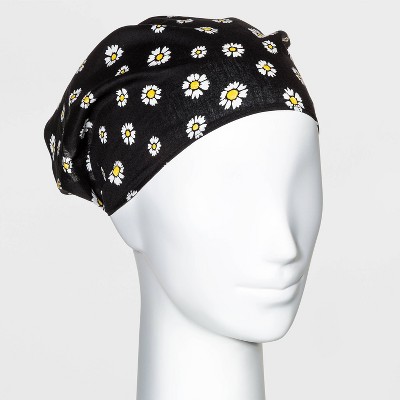 Daisy Printed Chiffon with Elastic Back Headscarf - Wild Fable™ Black