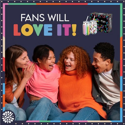 Wheel of Fortune Multicolor Glass Tumblers with Lids and Straws Set of 2