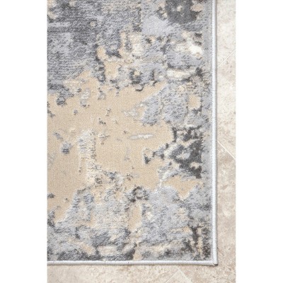 Gray Abstract Synthetic Easy Care 3' x 5' Area Rug