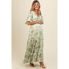 PinkBlush Light Olive Floral Deep V-Neck Maternity Maxi Dress - 3 of 4