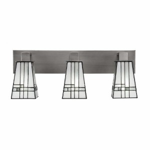 Toltec Lighting Apollo 3 - Light Vanity in  Graphite with 5" Square New Deco Art Glass Shade - 1 of 1