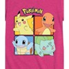 Girls' - Pokémon - Pikachu, Charmander, Squirtle, And Bulbasaur Squares Fitted Short Sleeve Graphic T-Shirt - 2 of 4
