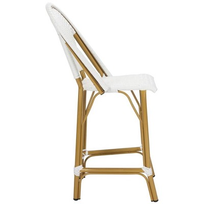 Parisian White Wicker and Aluminum Counter Stool