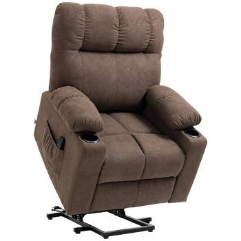 U-MAX Lift Recliner Power Lift Chair for Elderly Wall Hugger PU Leather  with Remote Control (Brown)