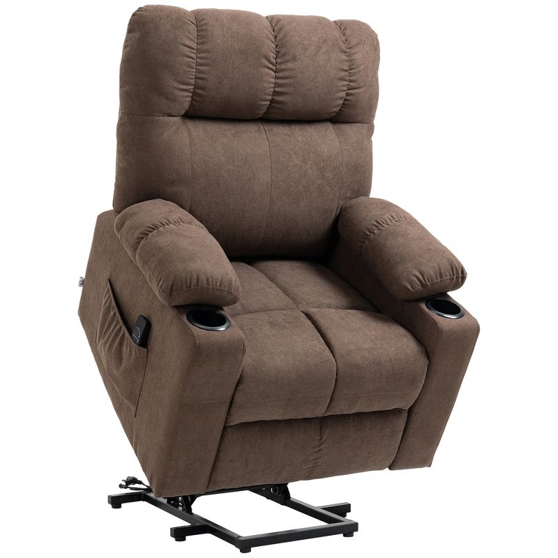 HOMCOM Electric Power Lift Chair Recliners for Elderly, Oversized Living Room Recliner with Remote Control, Cup Holders, and Side Pockets, 1 of 7