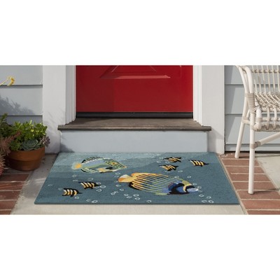 Aquatic Bliss Hand-Tufted Indoor/Outdoor Rectangular Blue Rug